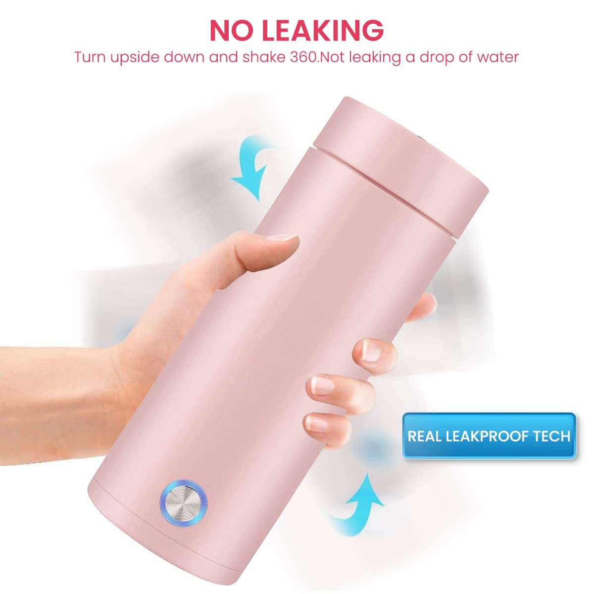 HASTHIP Electric Travel Kettle 0.4 Litre Electric Kettle 304 Stainless Steel Portable Electric Kettle Multipurpose Thermos Cup for Milk, Tea, Leak-Proof Waterproof Electric Kettle, Pink HASTHIP Electric Travel Kettle 0.4 Litre Electric Kettle 304 Stainless Steel Portable Electric Kettle Multipurpose Thermos Cup for Milk, Tea, Leak-Proof Waterproof Electric Kettle, Pink